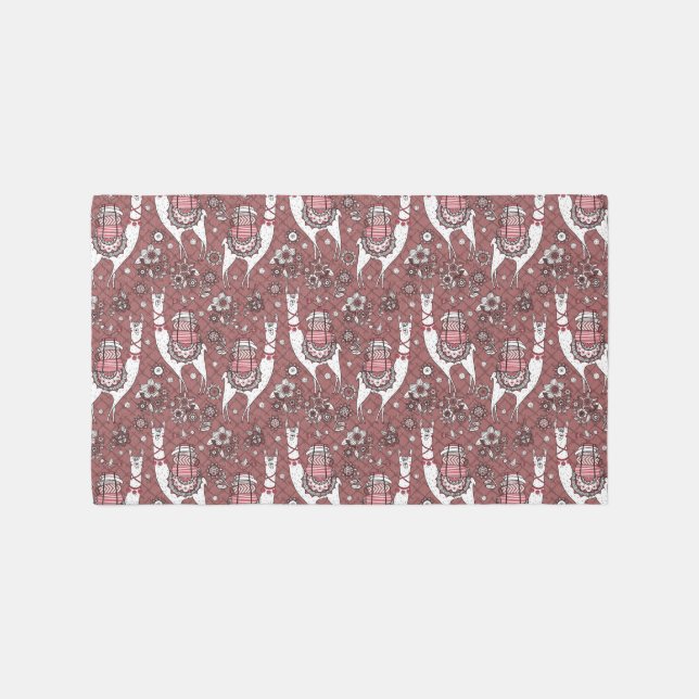 Funny Llamas Pattern Rug (Front)