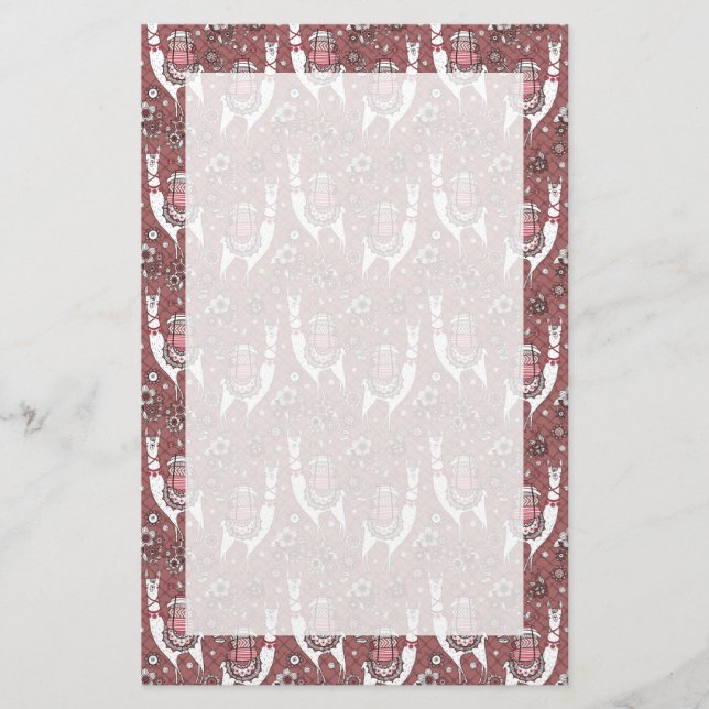 Funny Llamas Pattern Stationery (Front)
