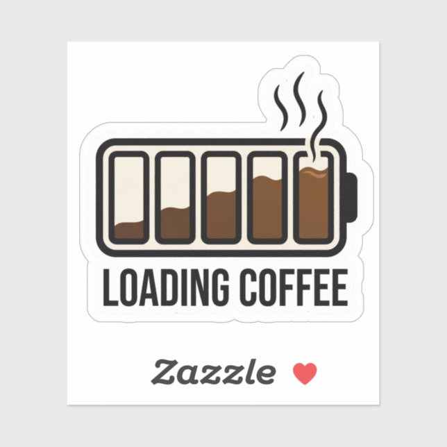 Funny Loading Coffee Battery Level Vinyl Sticker (Sheet)