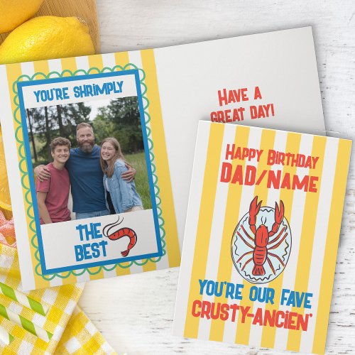 Funny Lobster Amalfi Yellow Stripe Photo Birthday