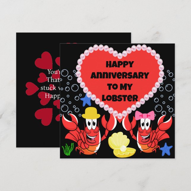 Funny Lobster Anniversary Card for Him and Her  (Front/Back)