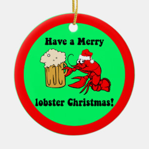 Funny lobster Christmas Ceramic Ornament