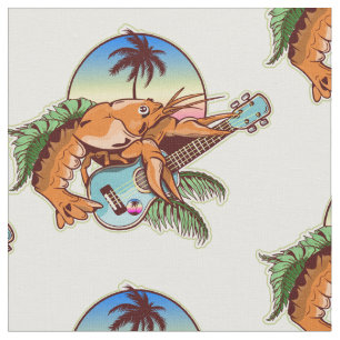 funny lobster playing a ukulele fabric