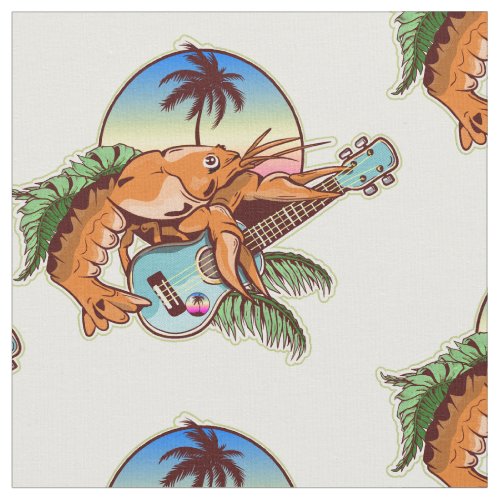 funny lobster playing a ukulele fabric