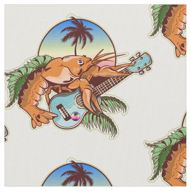 funny lobster playing a ukulele fabric (Close Up)