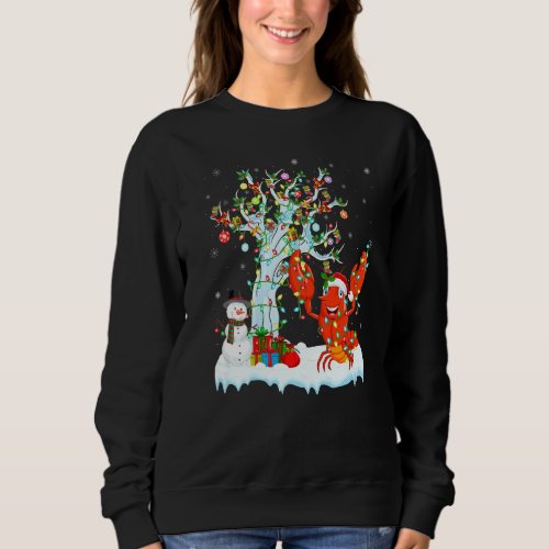 Funny Lobster Xmas Tree Lighting Santa Hat Lobster Sweatshirt