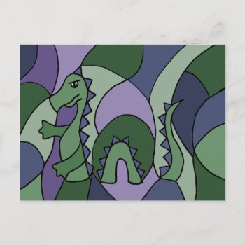 Funny Loch Ness Monster Abstract Art Postcard by naturesmiles at Zazzle