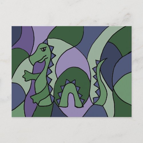 Funny Loch Ness Monster Abstract Art Postcard