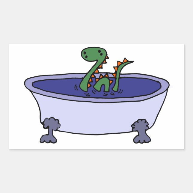 Funny Loch Ness Monster in Bathtub Rectangular Sticker (Front)