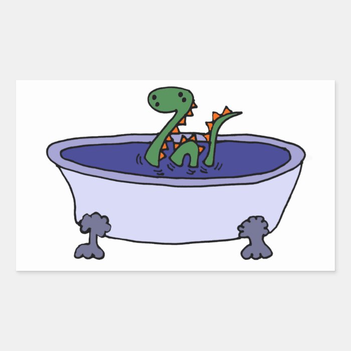 Funny Loch Ness Monster in Bathtub Stickers