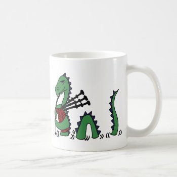 Funny Loch Ness Monster Playing Bagpipes Coffee Mug by tickleyourfunnybone at Zazzle