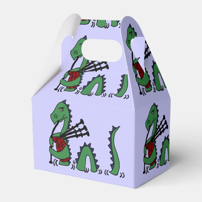 Funny Loch Ness Monster Playing Bagpipes Favor Boxes (Front Side)