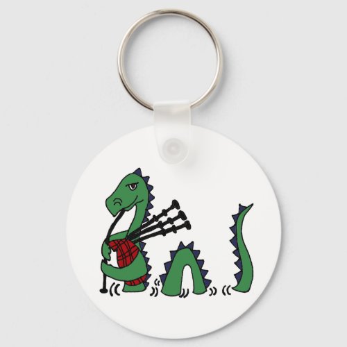 Funny Loch Ness Monster Playing Bagpipes Keychain