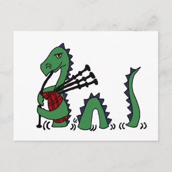 Funny Loch Ness Monster Playing Bagpipes Postcard by tickleyourfunnybone at Zazzle