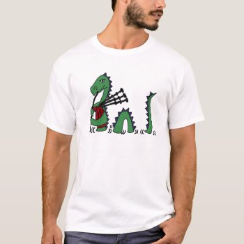 Funny Loch Ness Monster Playing Bagpipes T-shirt by tickleyourfunnybone at Zazzle