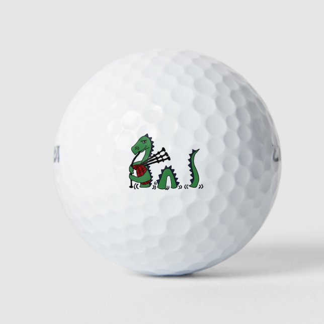 Funny loch ness monster playing the bagpipes golf balls (Front)