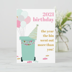 Funny Lockdown Covid Trash Bin Birthday Card
