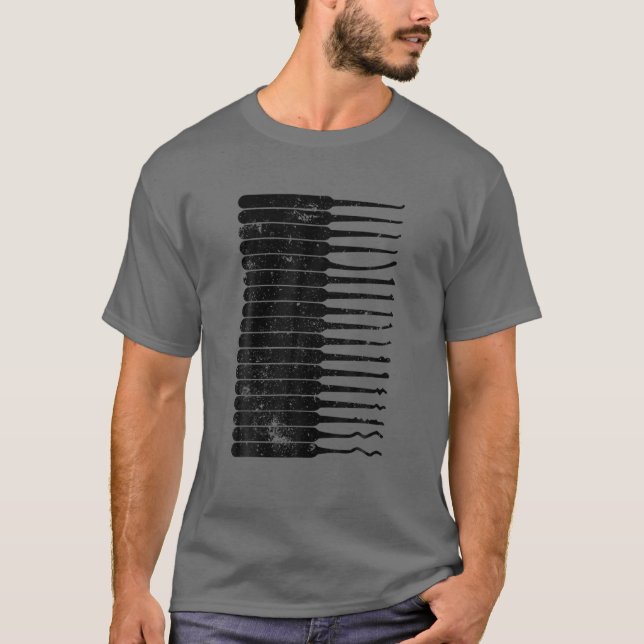 Funny Locksmith Art Men Dad Lock Picking Tools Key T-Shirt (Front)