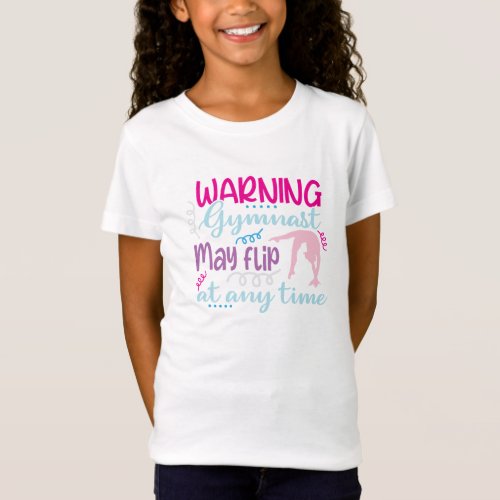 Funny logo gymnast girl pink blue might flip cute T_Shirt