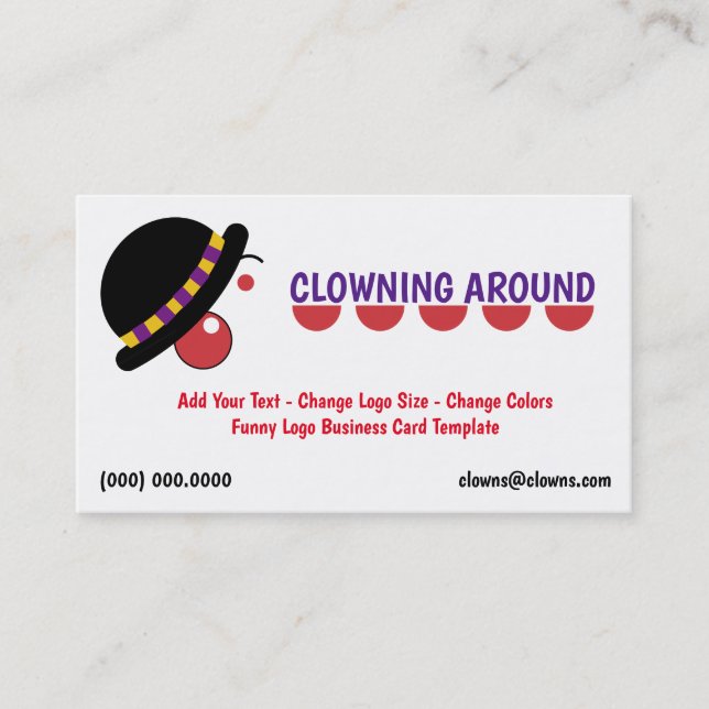 Funny Logos Clown Business Card (Front)