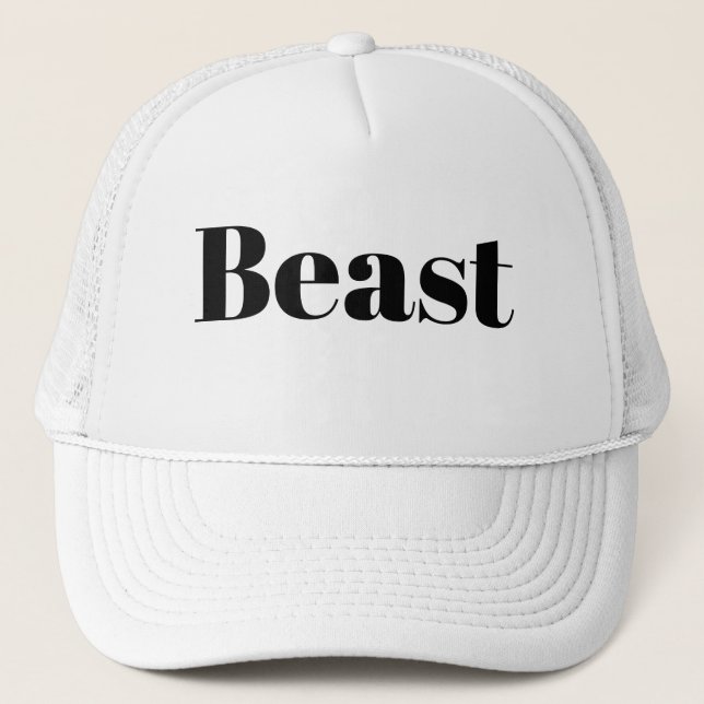 Funny LOL Novelty Baseball BEAST Trucker Hat (Front)