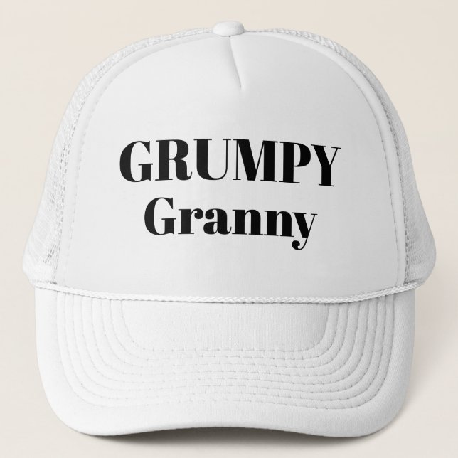 Funny LOL novelty baseball GRUMPY GRANNY Trucker Hat (Front)