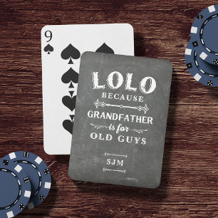 Funny Lolo Grandfather Monogram Poker Cards