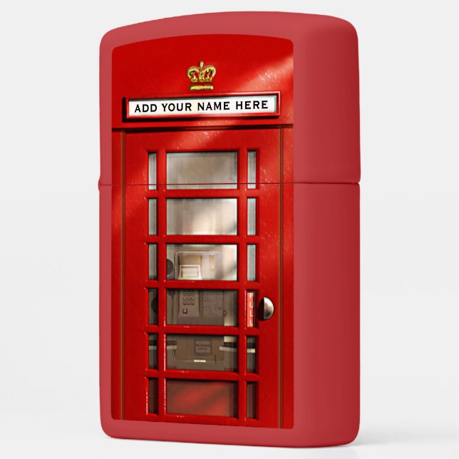 Funny London British Red Phone Booth Zippo Lighter (Left)