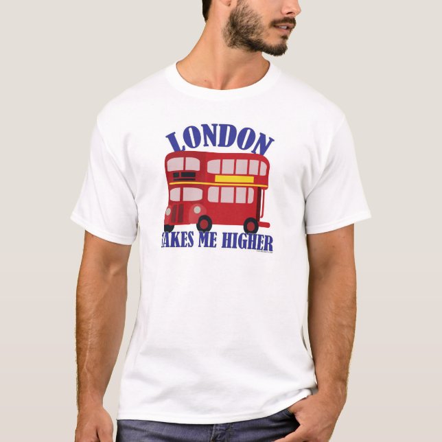 Funny London Double Decker Bus Cartoon Motto T-Shirt (Front)