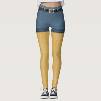 Funny Long Blonde Hairy Legs Denim Shorts Leggings