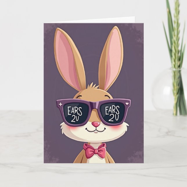 Funny Long Ear Glasses Pun Card (Front)