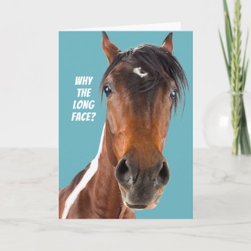 Funny Long Faced Horse Bucking Birthday Card