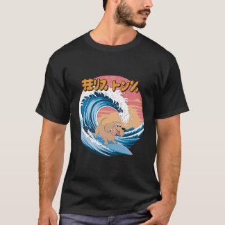 Funny Long Haired Dachshund Japanese Kanagawa Wave T-Shirt