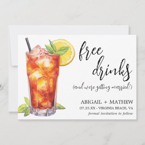 Funny Long Island Iced Tea Cocktail Photo Wedding  Save The Date