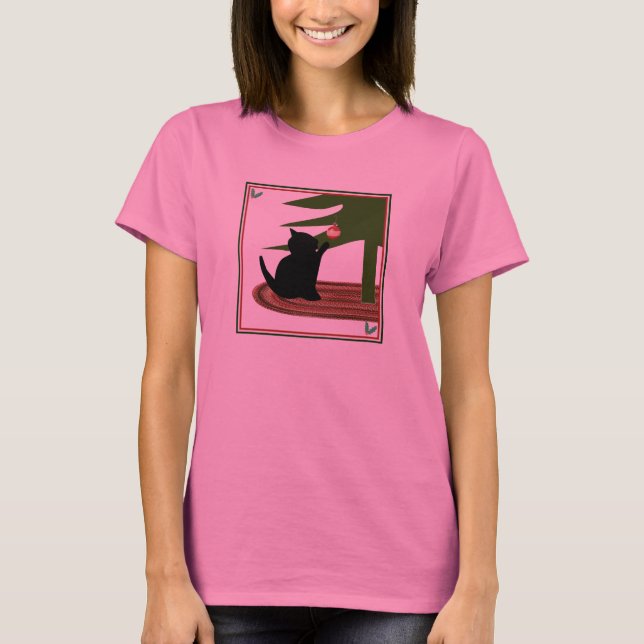 Funny Long Sleeve Womens Christmas Cat Shirt (Front)