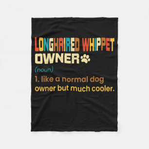 Funny Longhaired Whippet Vintage Retro Dog Mom Dad Fleece Blanket