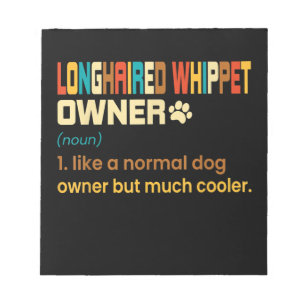 Funny Longhaired Whippet Vintage Retro Dog Mom Dad Notepad