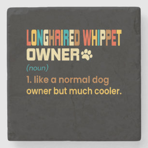 Funny Longhaired Whippet Vintage Retro Dog Mom Dad Stone Coaster