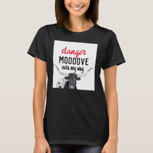 funny longhorn cow black and white humor T-Shirt