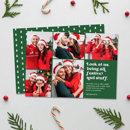 Funny Look at Us 5 Photo Collage Christmas Holiday Card