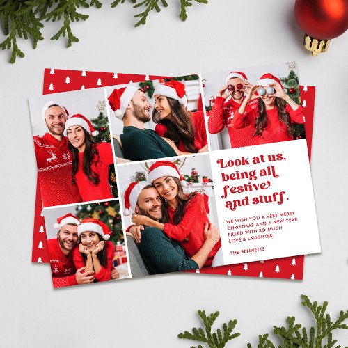 Funny Look at Us 5 Photo Collage Christmas Holiday Card