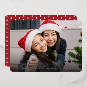 Funny Look at Us Christmas Full Photo Red Foil Holiday Card
