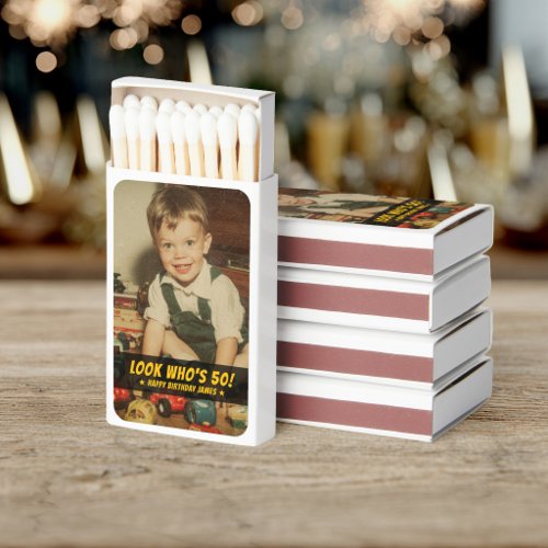 Funny Look Who’s 50 Birthday Keepsake Favor Matchboxes