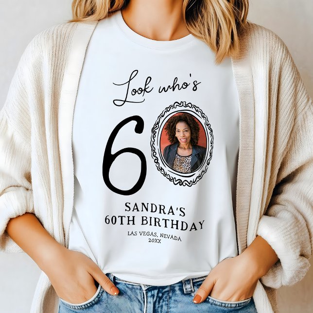 Funny Look Who’s Sixty Custom Photo 60th Birthday Tri-Blend Shirt (Creator Uploaded)