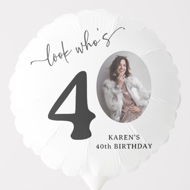Funny 'Look Who's 40' Stylish 40th Birthday Balloon (Front)