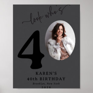 Funny Look Whos 40 Stylish 40th Birthday Poster
