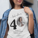 Funny 'Look Who's 40' Stylish 40th Birthday T-Shirt<br><div class="desc">Make a statement on your special day with our 'Look who's 40' Birthday T-Shirt. Perfect for the birthday star or their party guests, this fun and personalized piece is a must-have for any celebration. Adorned with elegant calligraphy, their name, portrait as a part of the '40', location, and year, this...</div>