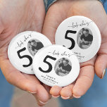 Funny 'Look Who's 50' Stylish 50th Birthday Button<br><div class="desc">Celebrate fifty years in style with our Look Who's 50 Milestone Button! Featuring a photo of the birthday person as the '0' in their age, this customizable button is a unique way to make them feel special. Our elegant calligraphy and personalized details, including their name, age, location, and year, make...</div>