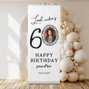Funny Look Who's 60 Photo 60th Birthday Party Retractable Banner