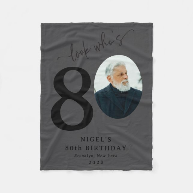 Funny Look Whos 80 Stylish 80th Birthday  Fleece Blanket (Front)